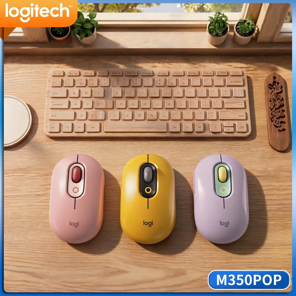 Logitech M350 POP Pebble Slim Mouse Multi‑Device Pairing Quiet Buttons For Preschool Teaching Administrative Staff