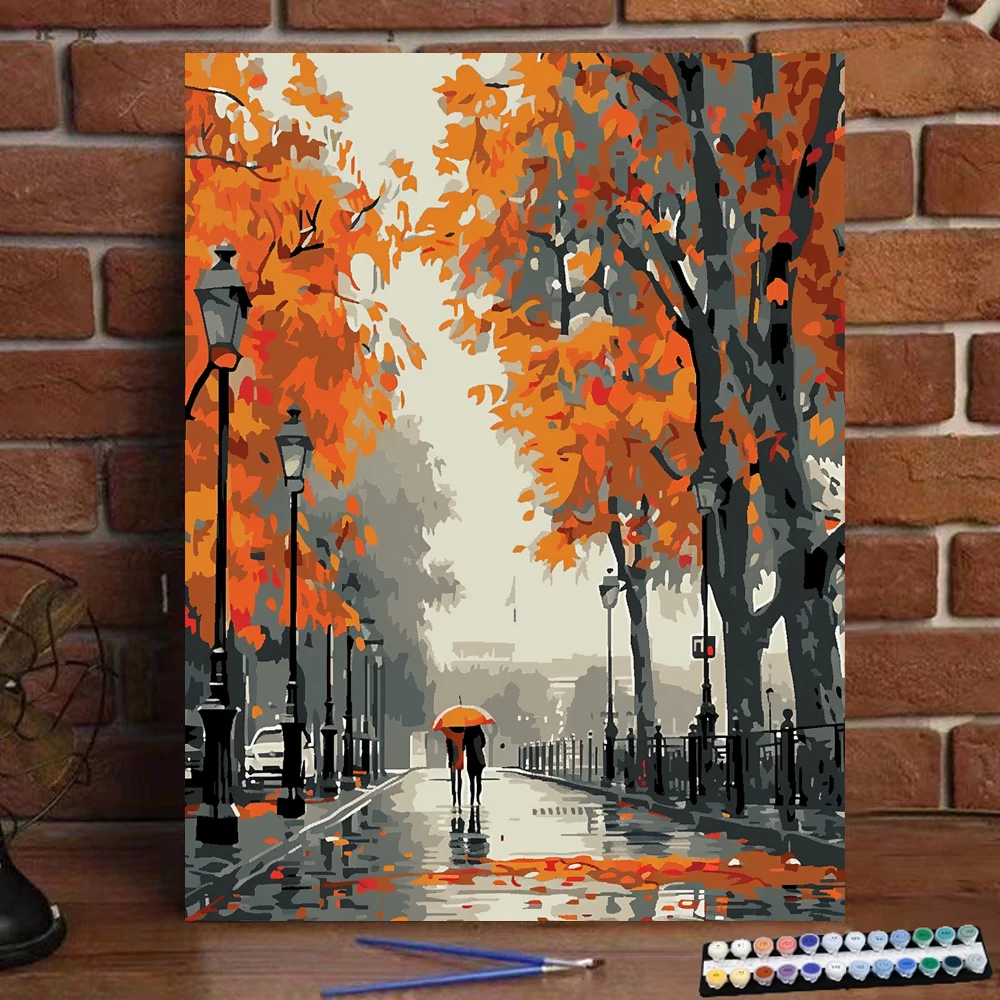 Painting By Number walking in the rain Digital Paint Handmade Adult Children Gift Wall Decoration By Art