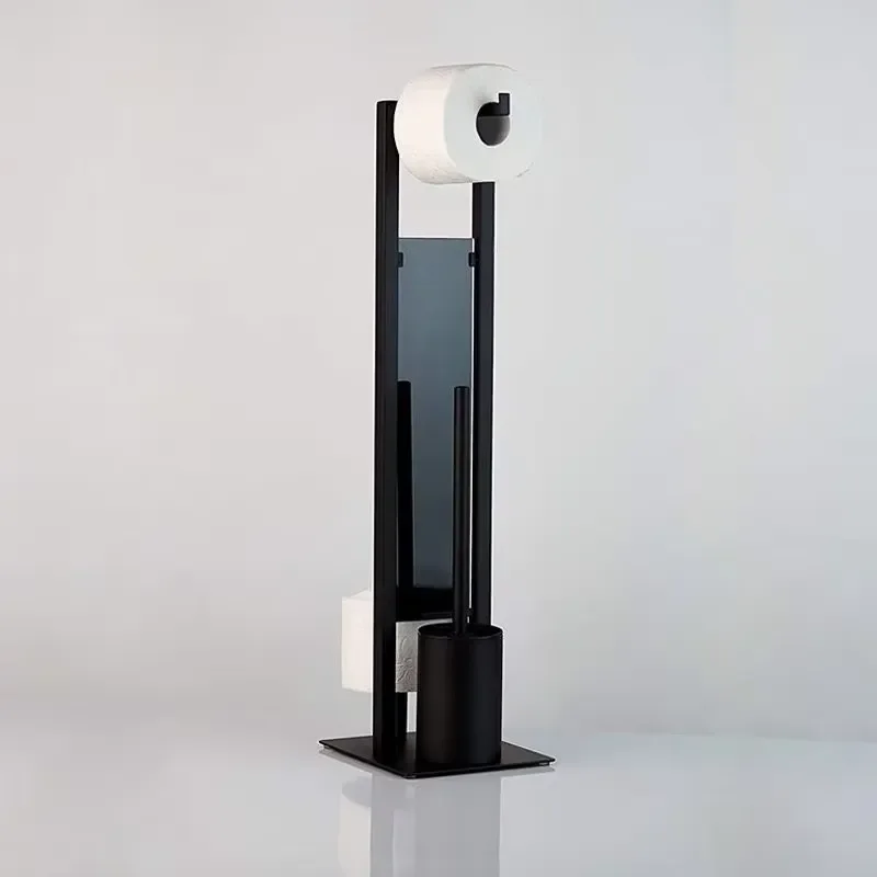 Metal Bathroom Storage Set with Toilet Paper Holder and Brush Stand Durable Wall Mount Organizer for Home Restroom