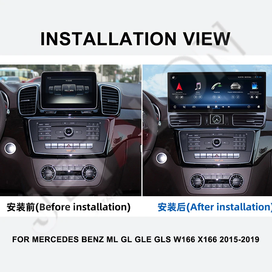 Car Radio For Mercedes Benz ML GL GLE GLS W166 X166 2015-2019 Android15 Auto Wireless Carplay Accessory 4G GPS Navigation Stereo