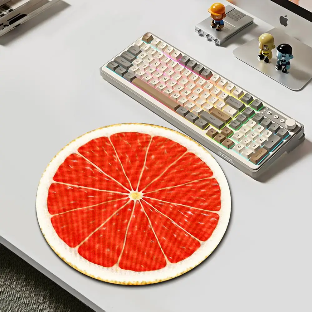 HYBXAXC Red Grapefruit Slice Round Mouse Pad Non Slip Rubber Desk Mat for Office Home Laptop Gaming Decor
