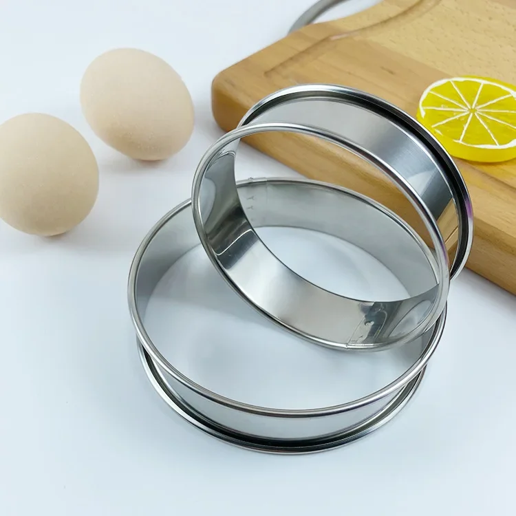 304 stainless steel mousse ring with double rolled edges round biscuit mould round chiffon cake mould cake tart release ring