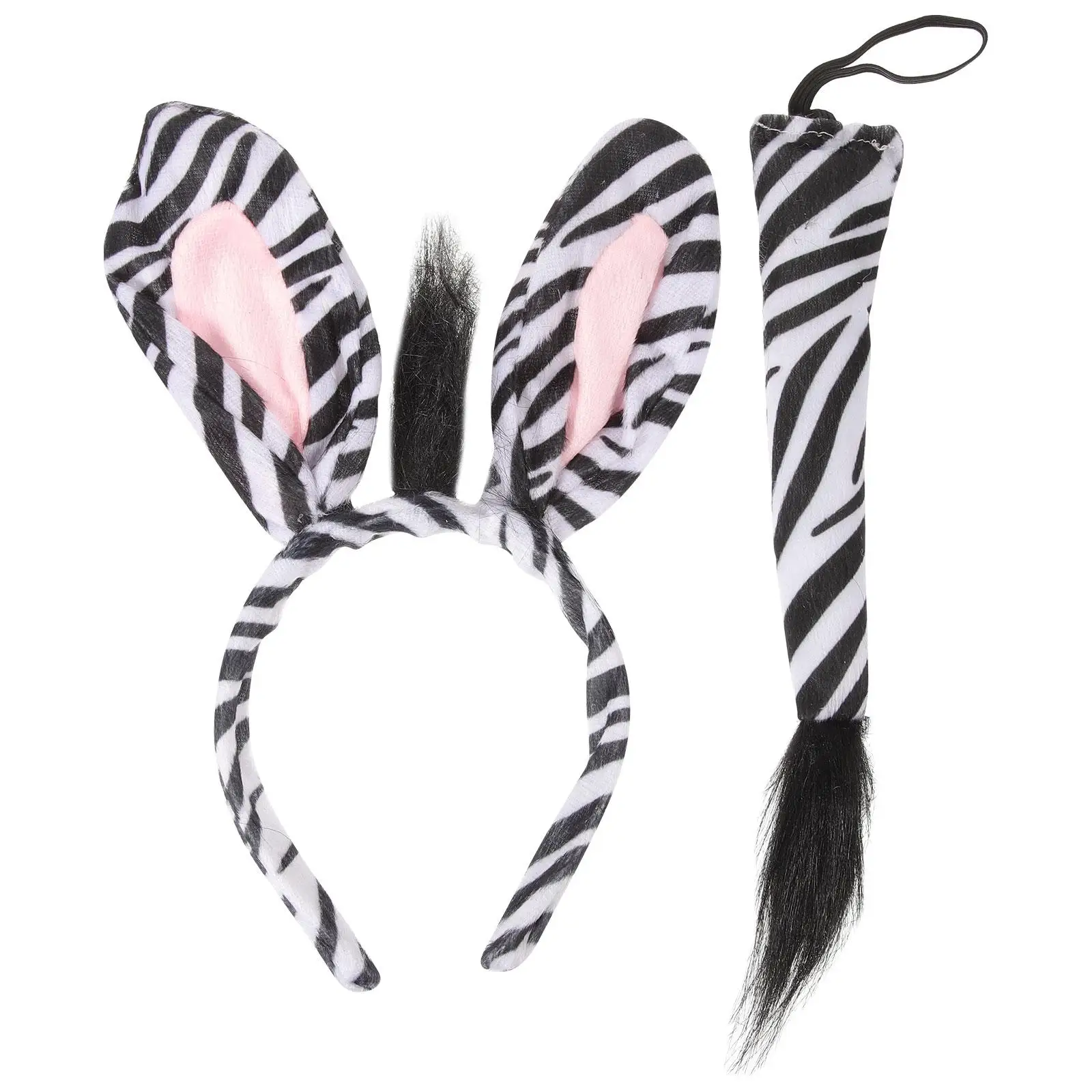 

Zebra Headband Set Plush Animal Ear Headbands Halloween Masquerade Party Supplies Kids Costume Accessory Cosplay Props