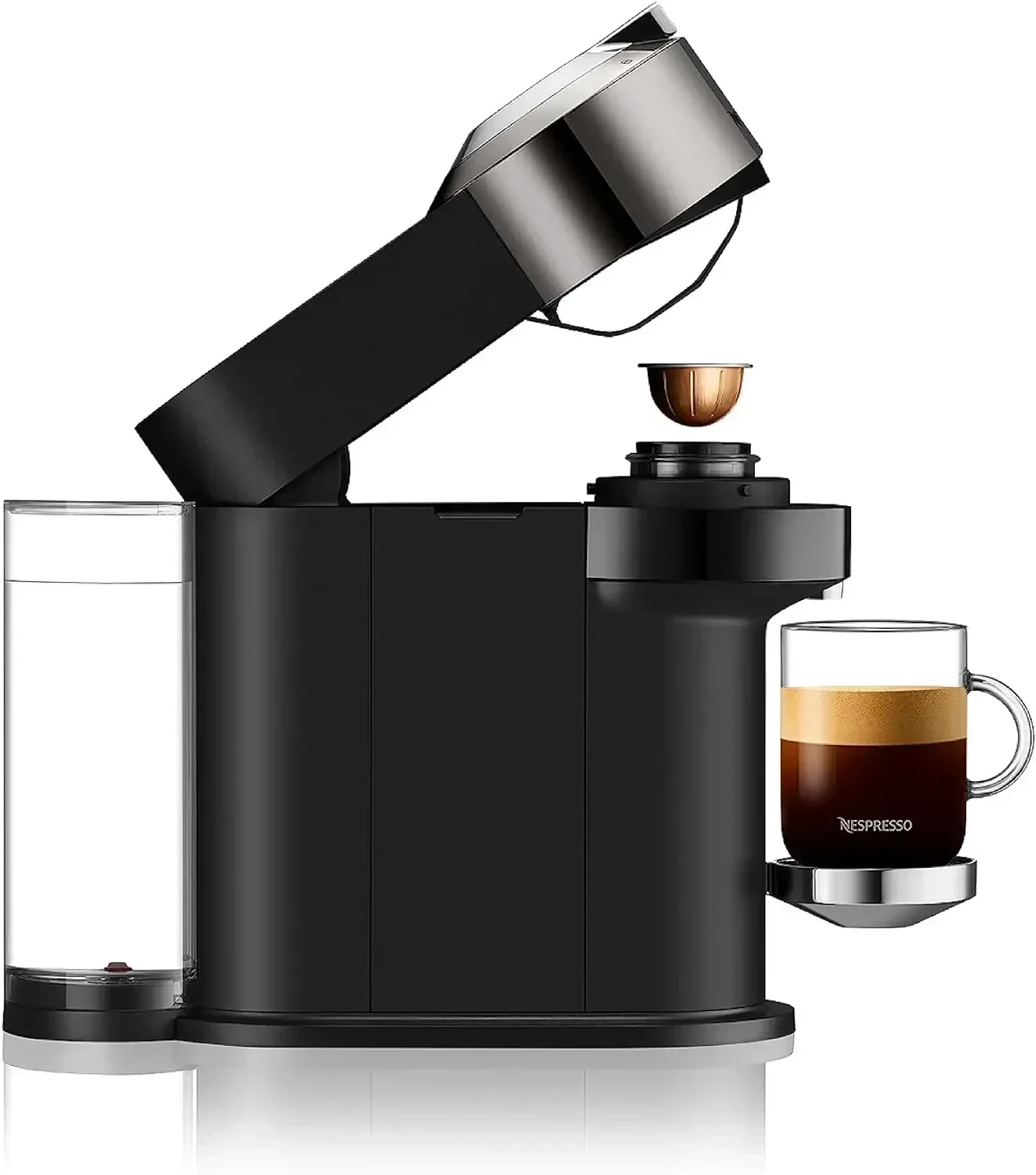 Nespresso Vertuo Deluxe Coffee and Espresso Maker, Pure Chrome with Aeroccino Milk Frother, Next