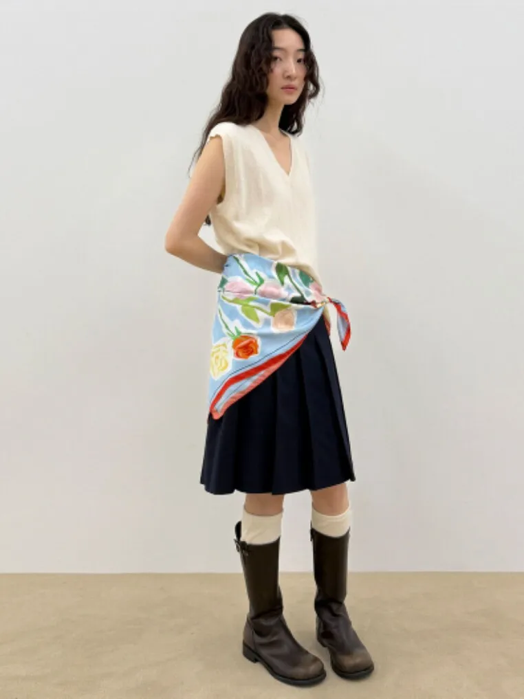 

Summer 2026 Korean Style Floral Print Soft Warm Casual Cotton Polyester Scarf for Young Women Decorative Long Rectangle Scarf