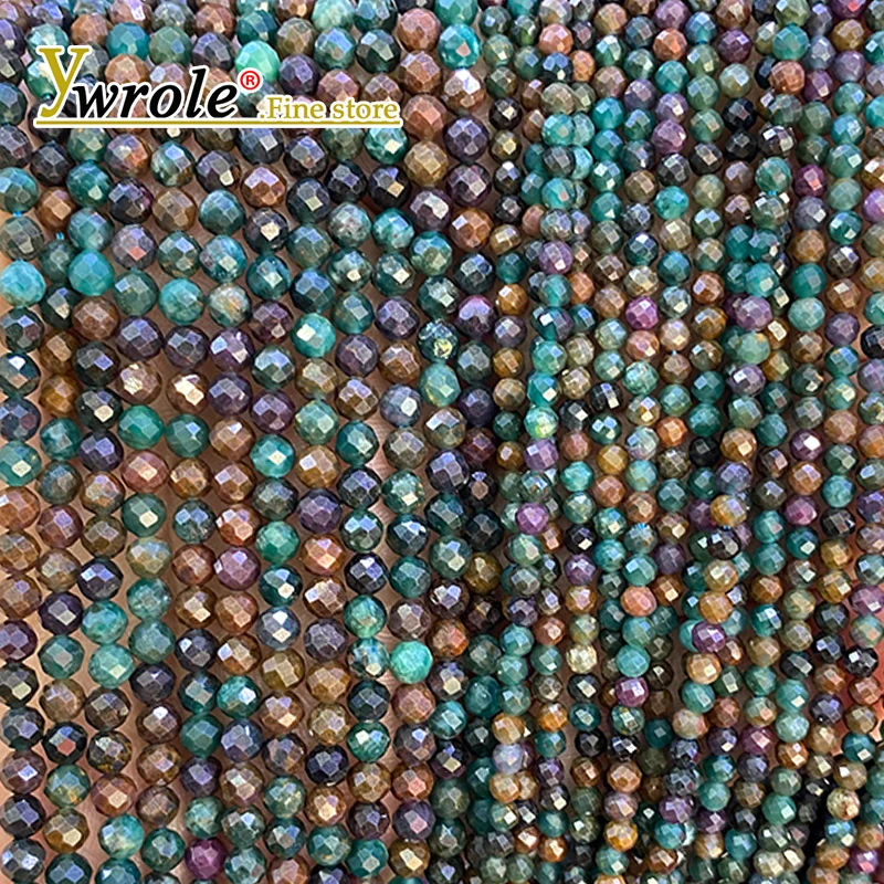 Natural Stone Purple Green Lepidolite Faceted Round 2 3 4MM Spacer Beads for Jewelry Making Diy Bracelet Charms Accessories