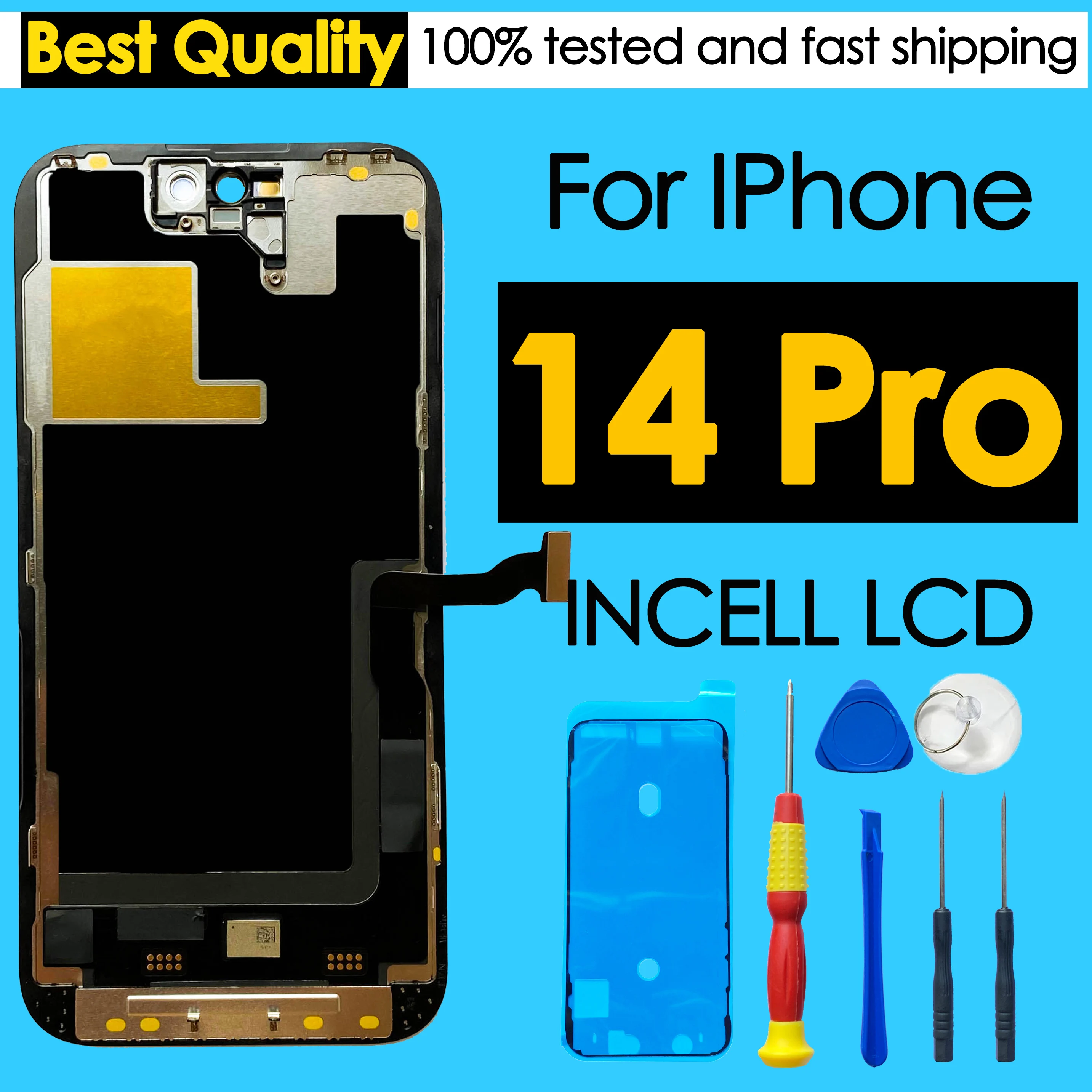 BINYEAE Hochwertiges Incell für iPhone 14 Pro, LCD-Display, Ersatz-Touchscreen-Digitizer-Baugruppe, Reparaturteil für Geräte