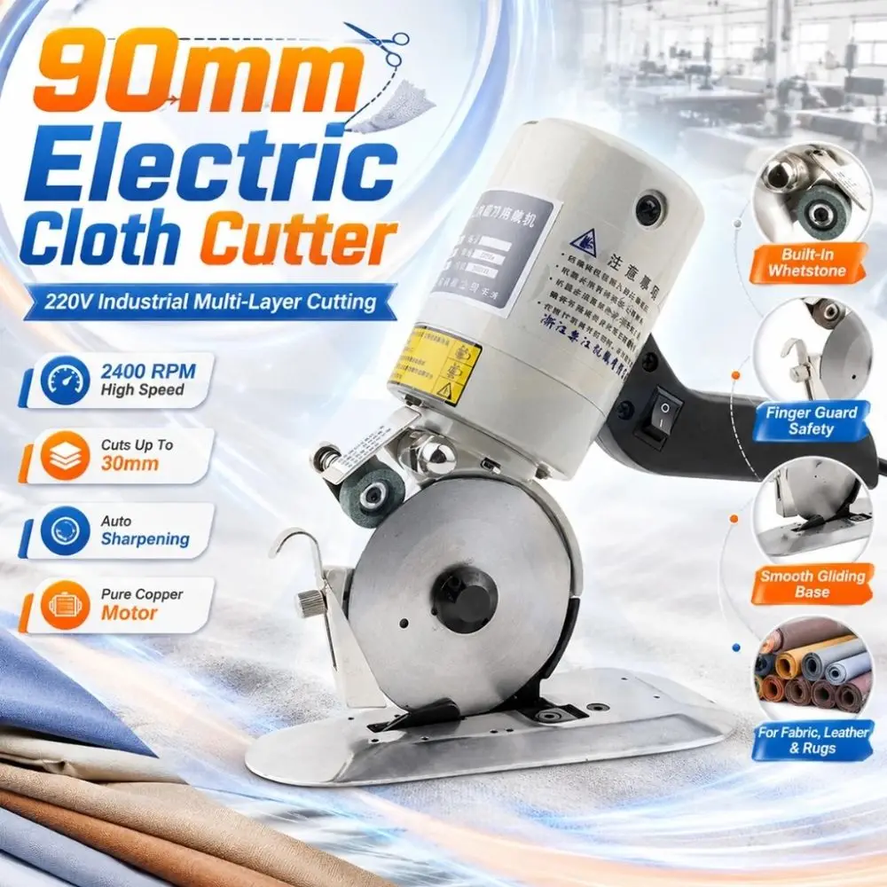 2400RPM Electric Clothing Cutting Machine Cutting Machine Industrial Multi-Layer Hand-Held Cloth Cutting Machine EU Plug Clean