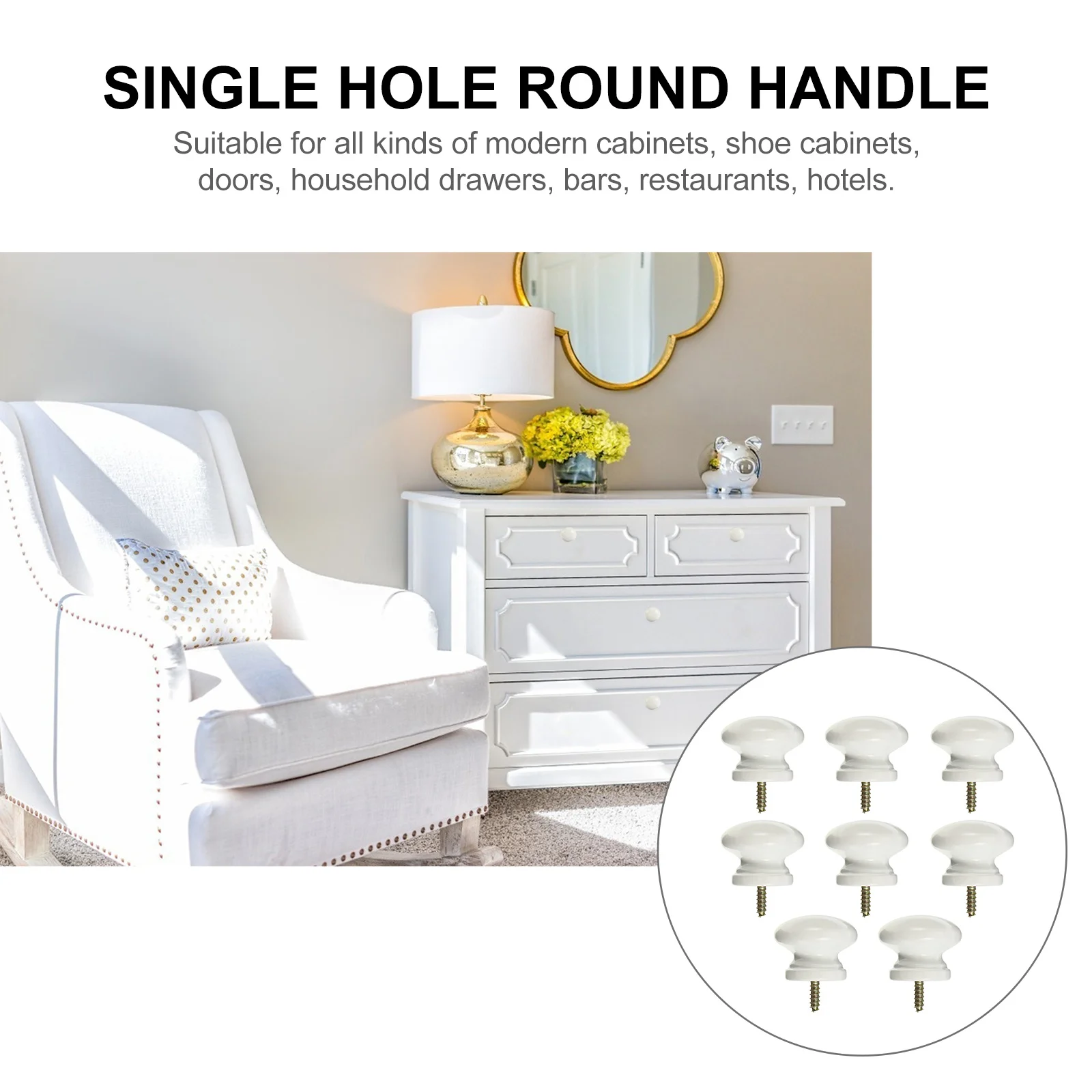 

8pcs Wooden Handles Useful Round Handle Solid Wood Pull For Cabinet Wardrobe Closet Durable Round Knob Furniture Hardware