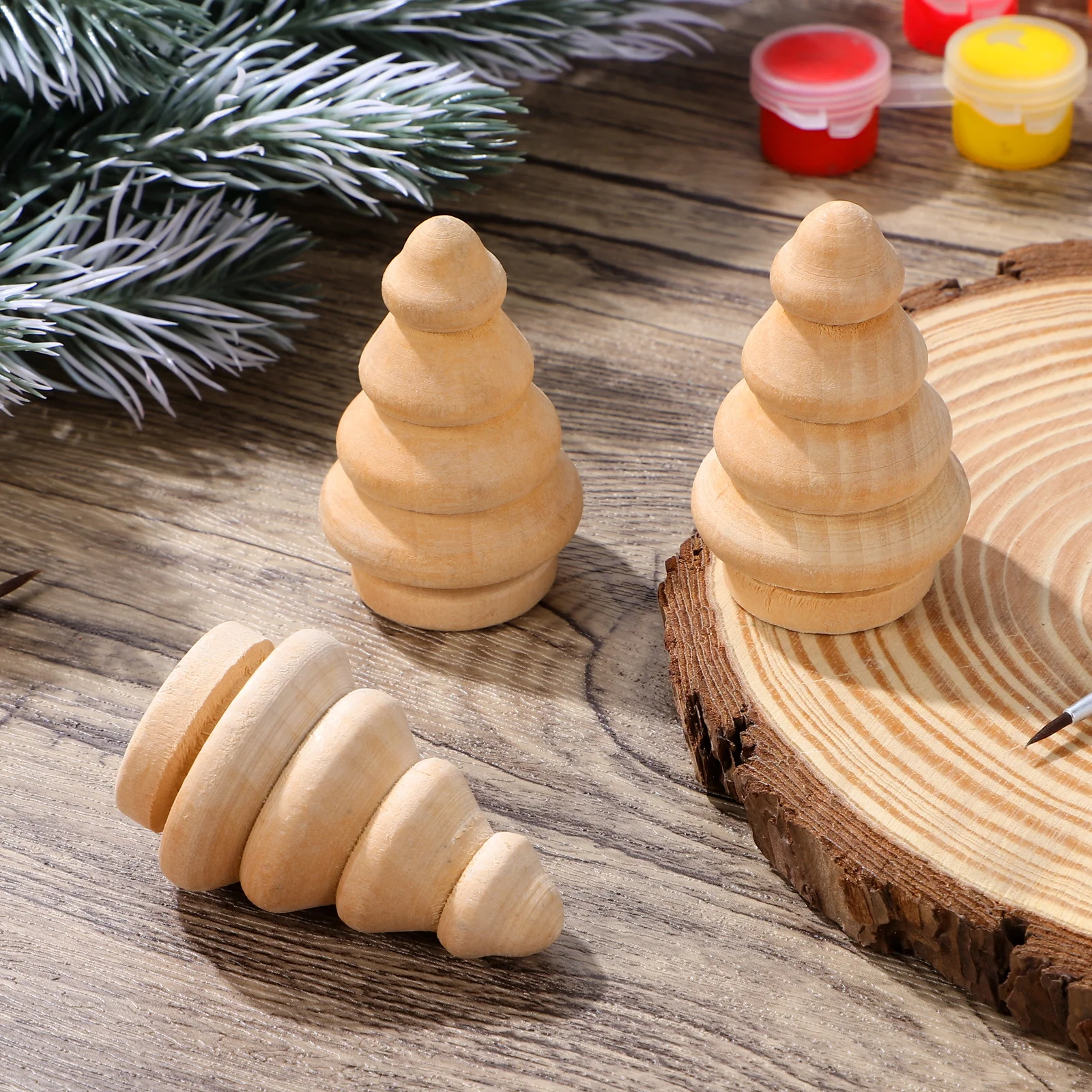 

10pcs Unfinished Diy Craft Kits Natural Wood Peg Smooth For Painting Decorating Christmas Ornament Home Decoration Diy Wooden