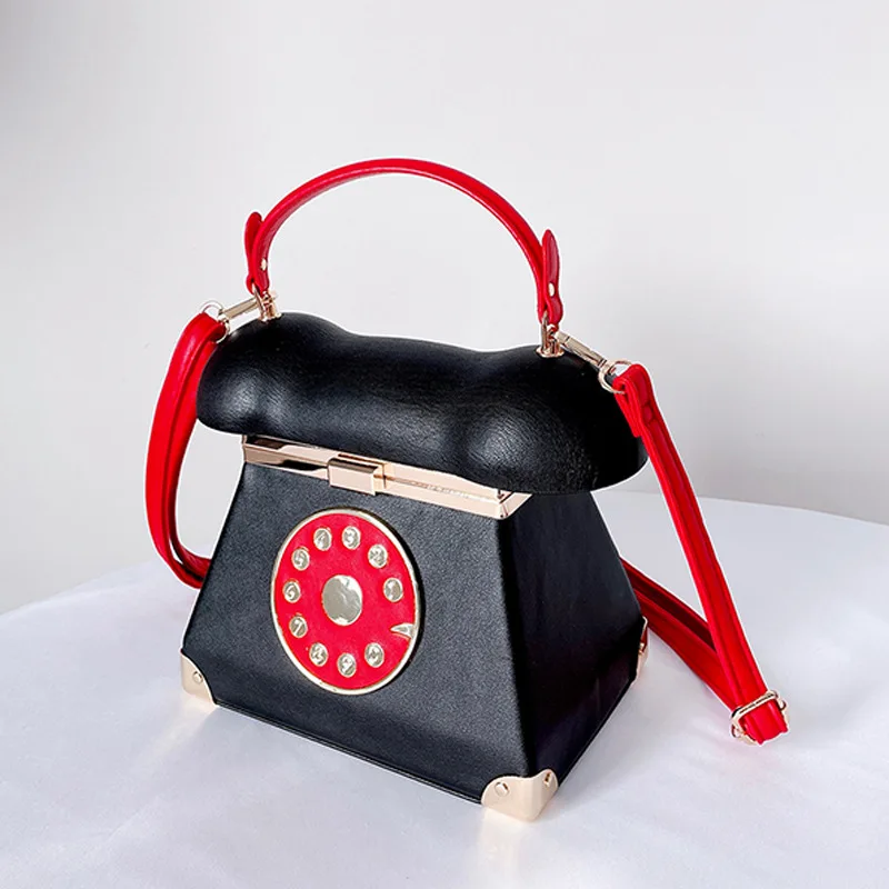 Handle Telephone Shaped Women Evening Handbags Designer Party Clutch Purse Chic Shoulder Bags Female Leather Crossbody Bag Totes