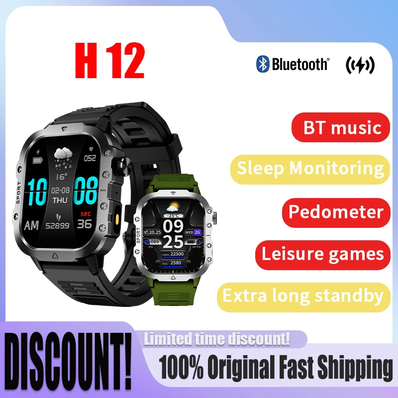 

Новинка 2024 года, военные умные часы, мужские фонарики с пульсометром, водонепроницаемые спортивные часы на открытом воздухе, умные часы с беспроводными звонками