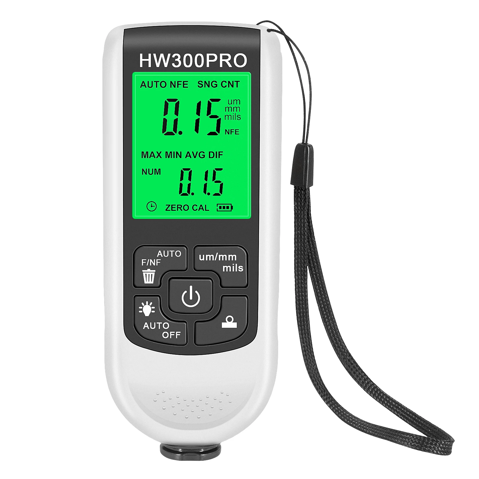 Diktemeter Voor Auto Digitale Backlight LCD Meter Auto Dikte Verf Coating Meter Metalen Meetinstrument 0-2000um HW-300PRO