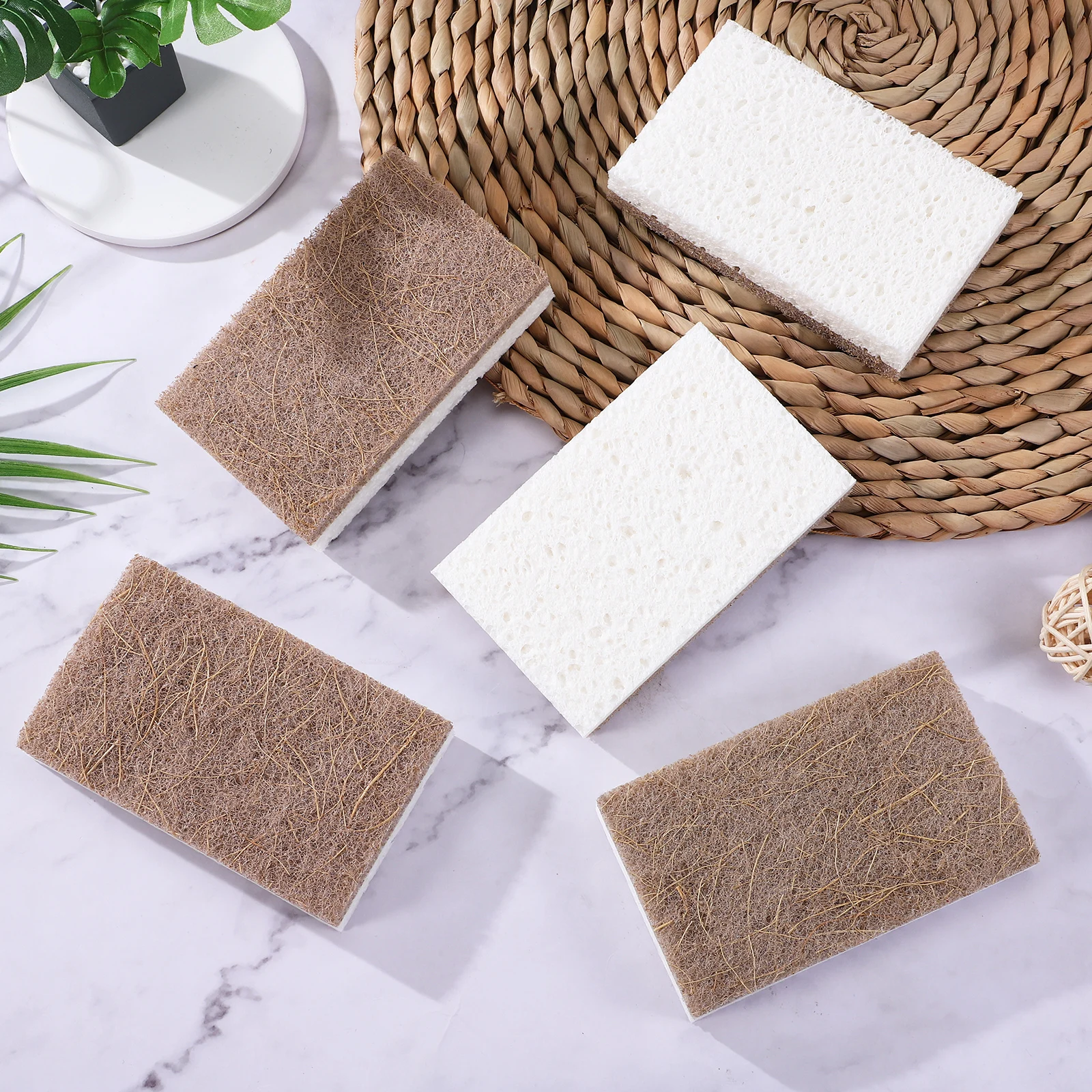 

12 pcs Coconuts Fiber Cleaning Scrubber Sponges Household Reusable Kitchen Sponge Dish Scrub Sponge For Bathroom Office Daily
