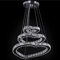 Crystal Indoor Heart-Shaped Led Chandelier Creative Annular Stainless Steel Adjustable Ceiling Lamp Pendant Light Home Decor