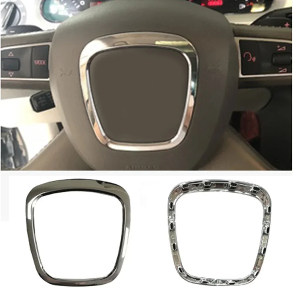 

For Audi A3 8P A4 B6 B7 B8 A5 A6 C6 Q7 Q5 Chrome Steering Wheel Trim Emblem Badge Frame Cover Center Logo Ring Accessories