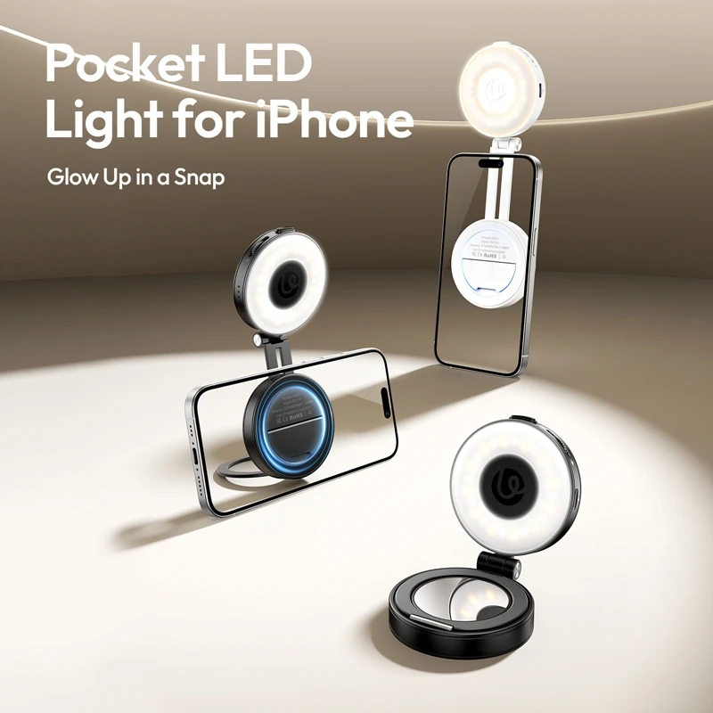 

Ulanzi LM23 Pocket LED Light for iPhone 3-in-1 Phone Stand for Photography Livestreaming Selfie Vlog Fill Light Smartphone Vlog