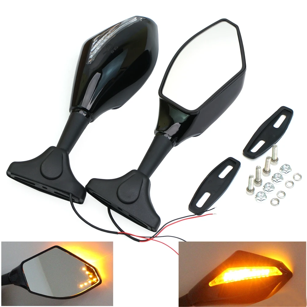 Racing Motorcycle Fairing Rearview Mirrors LED Turn Signal Light for Hyosung GT125R GT250R GT650R Kawasaki Z750S Ninja 250R 650R