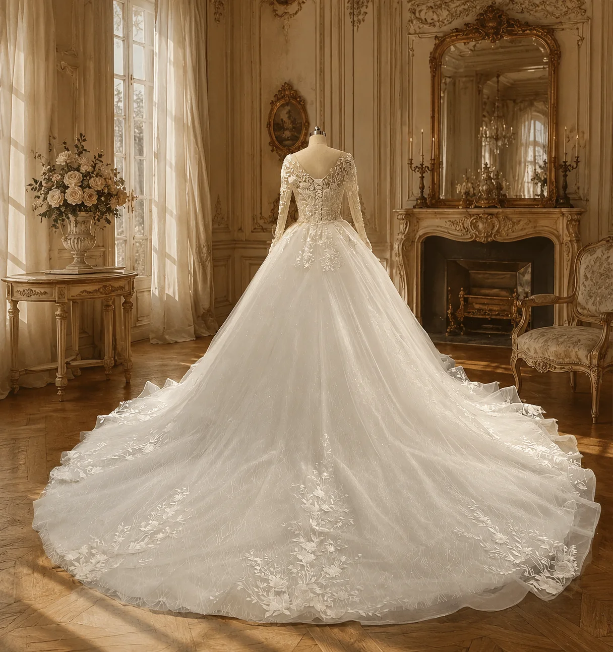 Customized  Luxury Square Neck Beaded Pearl Embroidery Shiny Women  Wedding Dress  Chapel Forma Bridal Gown Vestido De Novia