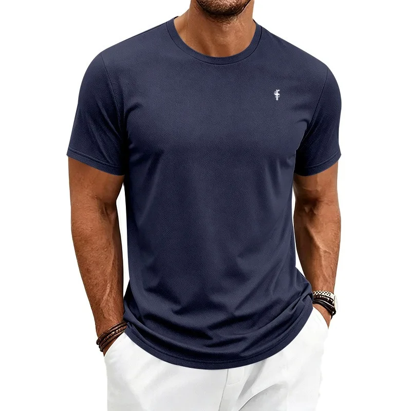 High-quality Casual Round neck short sleeved men's summer fashion sports Quick Dry Plus Size Sports T-Shirt Hot Stamped T-Shirt