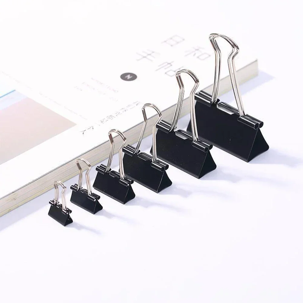 Black Metal Binder Clips, Letter Clip Papel, Notas Holder Clamp, Binding Supplies, Tamanho grande, 15mm, 19mm, 25mm, 32mm, 10Pcs, Lot