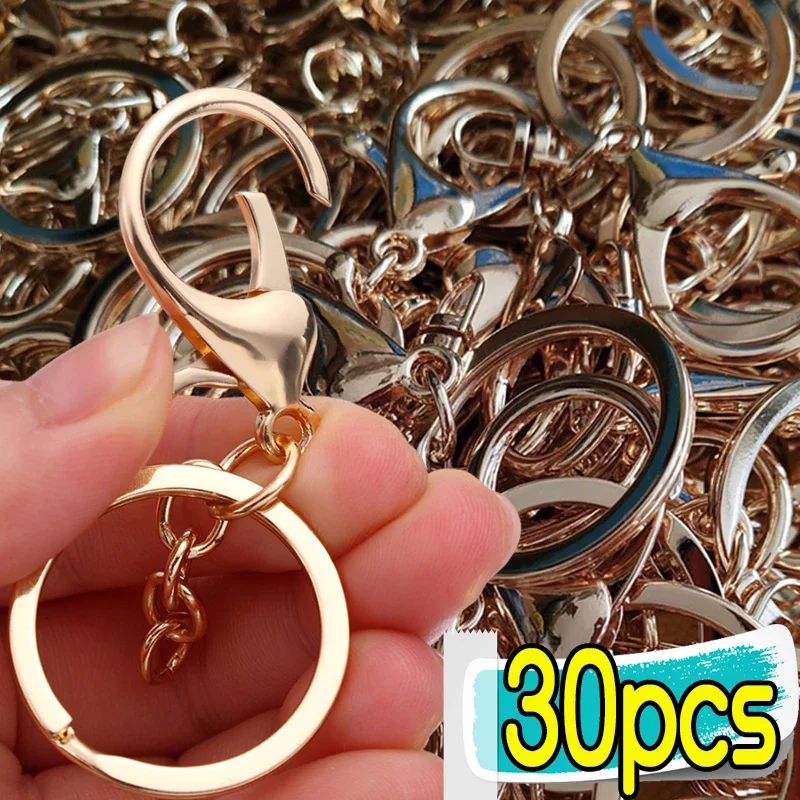 5-30PCS Swivel Clasps Lanyard Snap Hooks with Key Rings Key Chain Clip Hooks Lobster Claw Clasps for Keychain Jewelry DIY Crafts