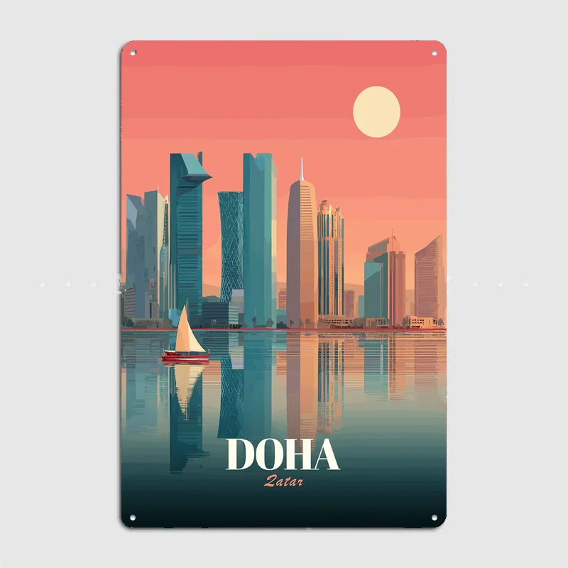 Doha Qatar City Scenery Poster Metal Sign Room Decor Life Wall Custom Bedroom Indoor Home Wall Decor Posters Room Decoration