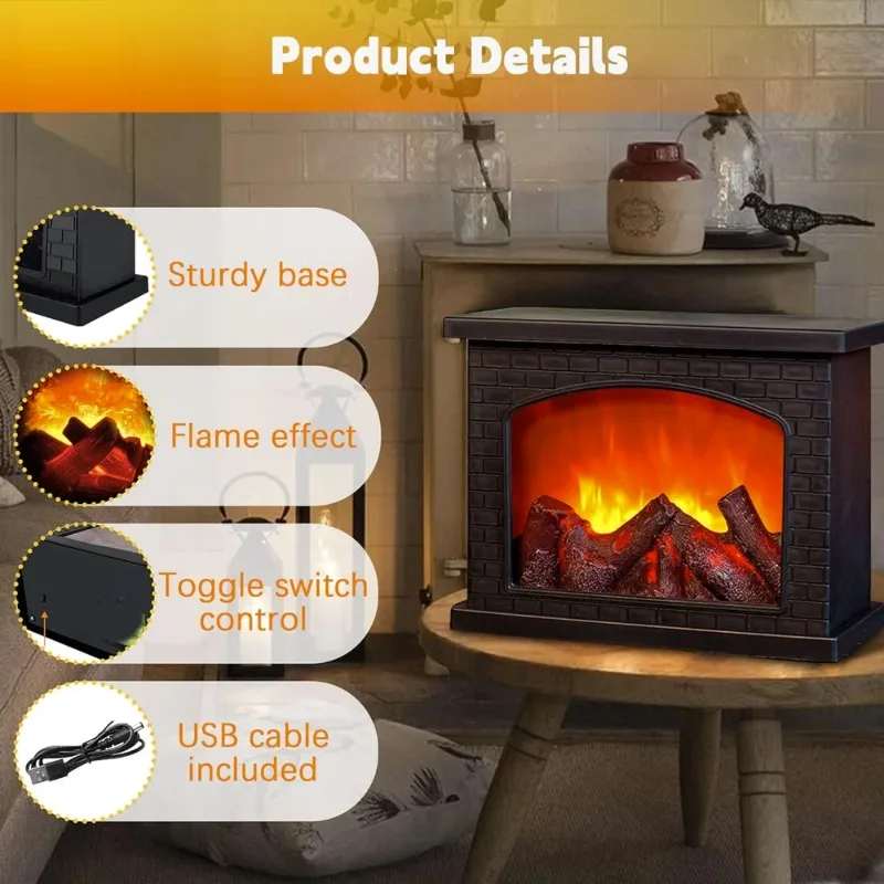 LED Wall-Mounted FireplaceLamp  Flame Lamp Modeling Lamp  Battery powered Holiday decorative lights and Christmas crafts