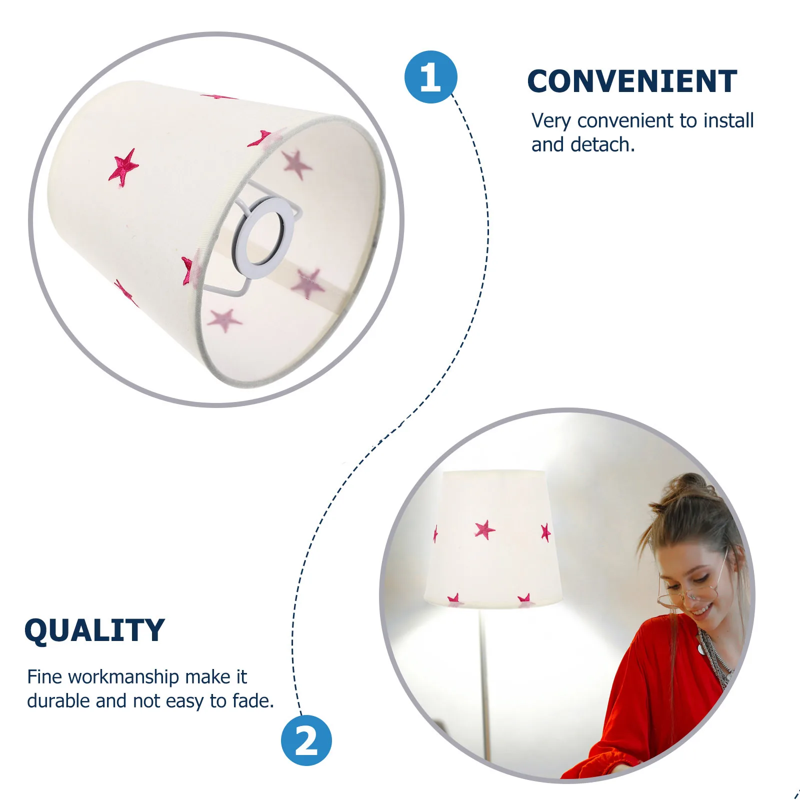 

Creative Star Design Linen Lamp Shade Sturdy Long Lasting Metal Suitable for Bedside Table Floor Lamps Home Decorative Cover