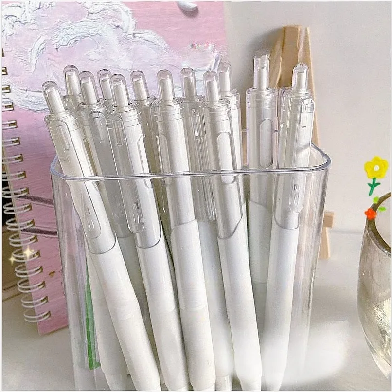 

Пресс-ручка, быстросохнущая ручка с гелевыми чернилами, канцелярские принадлежности для офиса, школы, 0,5 мм, черная шариковая ручка для бизнеса, офисные принадлежности