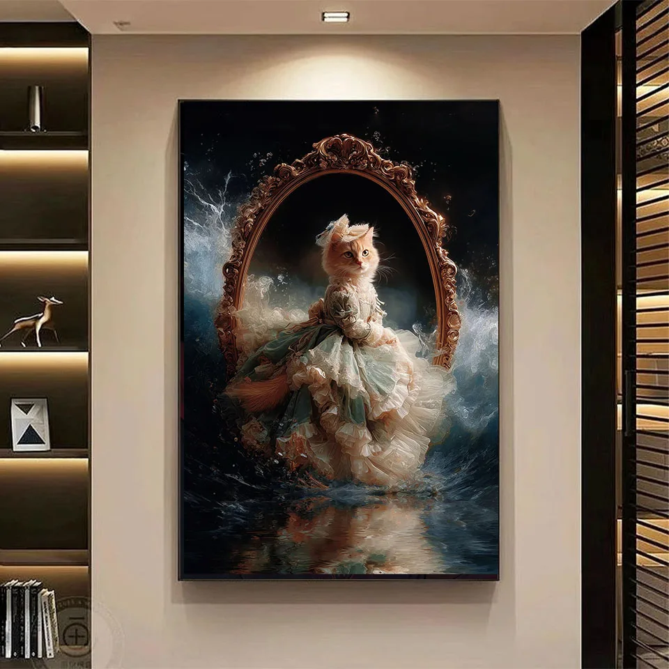 French style DIY Diamond Painting Art 5D Square round Diamond Mosaic Noble cat Embroidery Cross-Stitch for Adult Home wall Decor