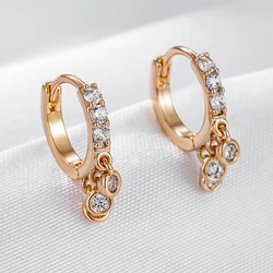Wbmqda Fashion Tassel Hoop Earrings For Women 585 Rose Gold Color Natural Zircon Setting Girls Children Christmas Jewelry Gifts