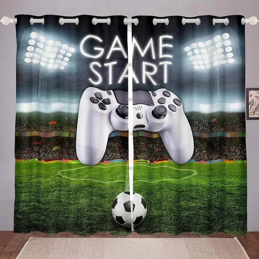 

Boys Game Handle Window Curtain Blinds for Bedroom Living Room Decor Kids Teens Playing Video Game Print Window Treatments 2Pcs