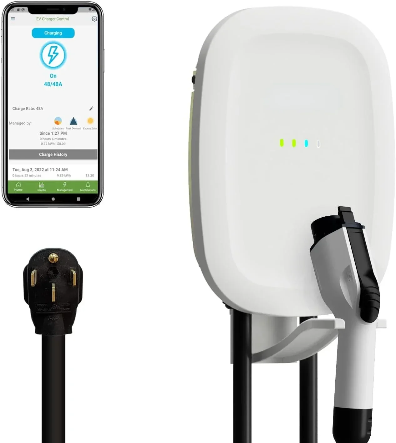 

2 EV Charger - NEMA 14-50 EVSE w/ J1772 Charger - 48 amp EV Charger Level 2, 240v WiFi