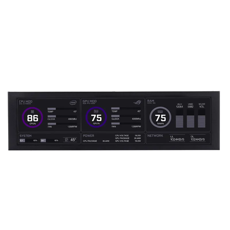 Imagem -01 - Usb Secundária Tela tipo c Conexão Tela Compatível com Hdmi Ips Lcd Cpu Ram Monitor Gpu sem Aida64 8.8 1920*480