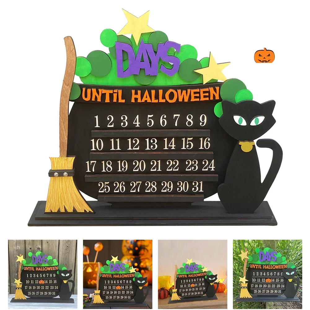 Halloween Countdown Calendar, Interactive Wood Pumpkin Design, Perfect For Indoor Home Party Decoration Specter Design Calendar