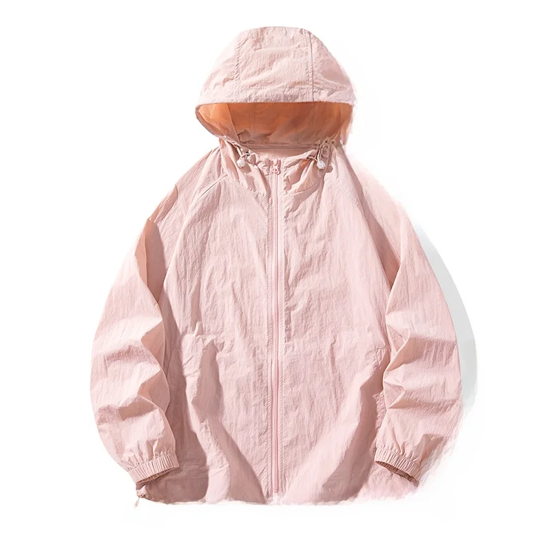

Bananax 2025 New Summer Thin Ice Silk Outdoor ex UV Protection Clothing Breathable Hooded Zipper Closure Stand Nylon