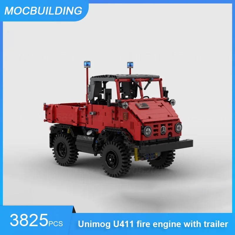 MOC Building Blocks Unimog U411 Fire Engine with Trailer DIY Assemble Bricks Educational Collection Creative Toys Gifts 3825PCS