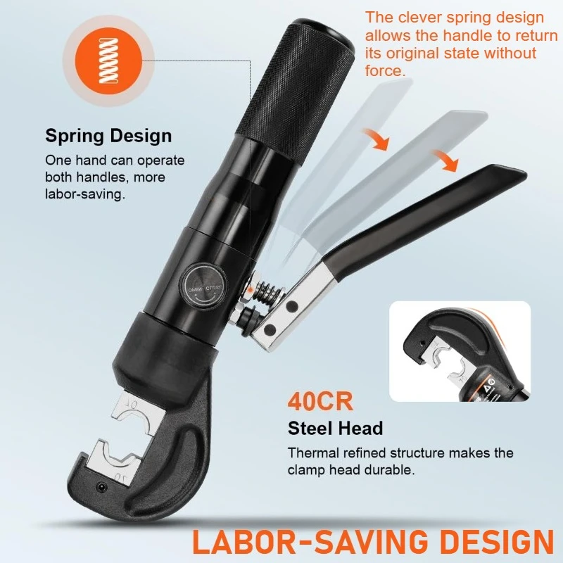 Kit de herramientas de engarzado hidráulico manual con 9 troqueles, engarzadora de terminales de cable hidráulico, 8 US TON 12 AWG a 00 (2/0)