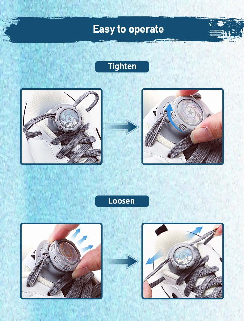 Automatische Schnürsenkel ohne Binden mit drehbarer Schnalle für Freizeitschuhe, flache Schnürsenkel für Erwachsene und Kinder, einfache Schnürsenkel für Sneaker. – Detail 4