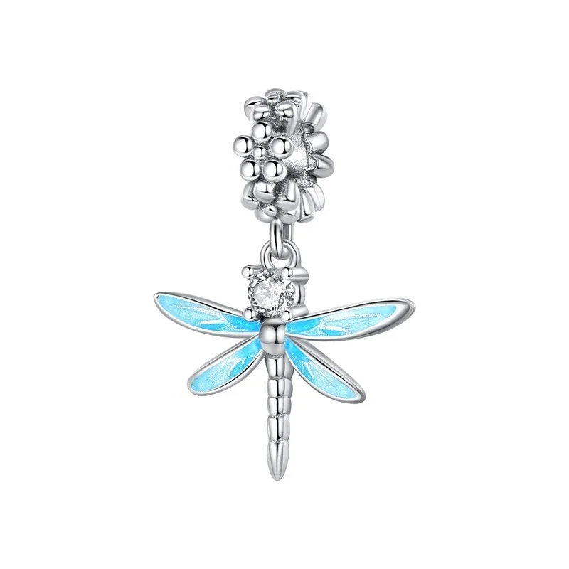 Original 925 Charms Sterling Silver Bee Dragonfly Firefly Ladybug Flower Pendant for Necklace DIY Bracelet Ladies Jewellery Gift