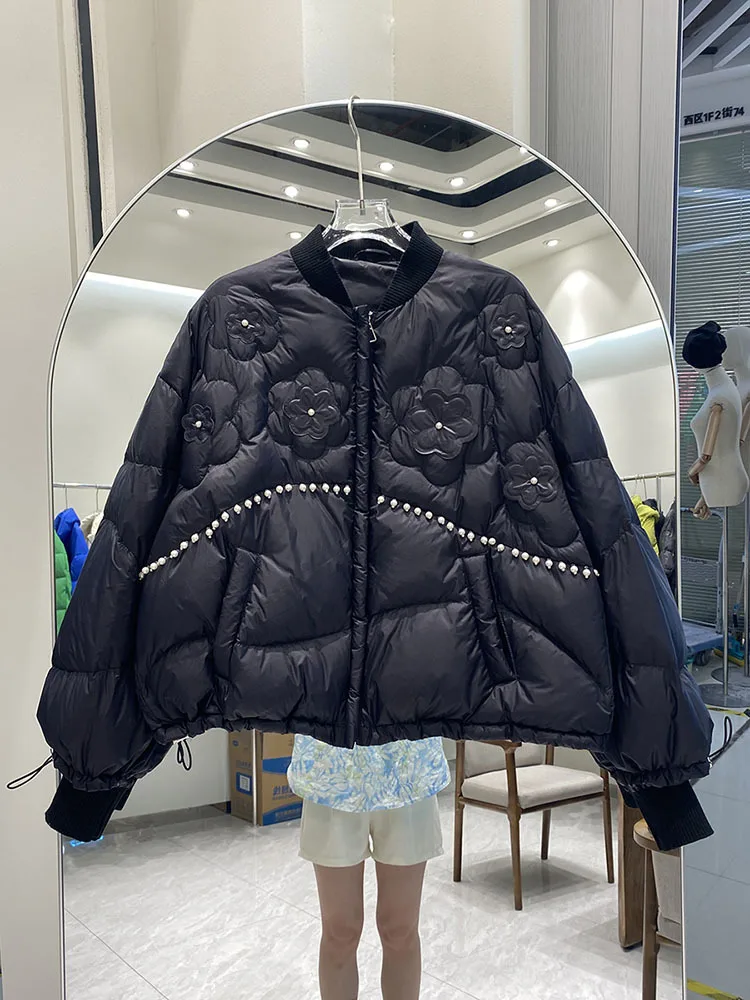 Designer New Winter Puffer Jacket Women Patchwork Plaid Thick Warm Stitching White Duck Down Thermal Bread Coats