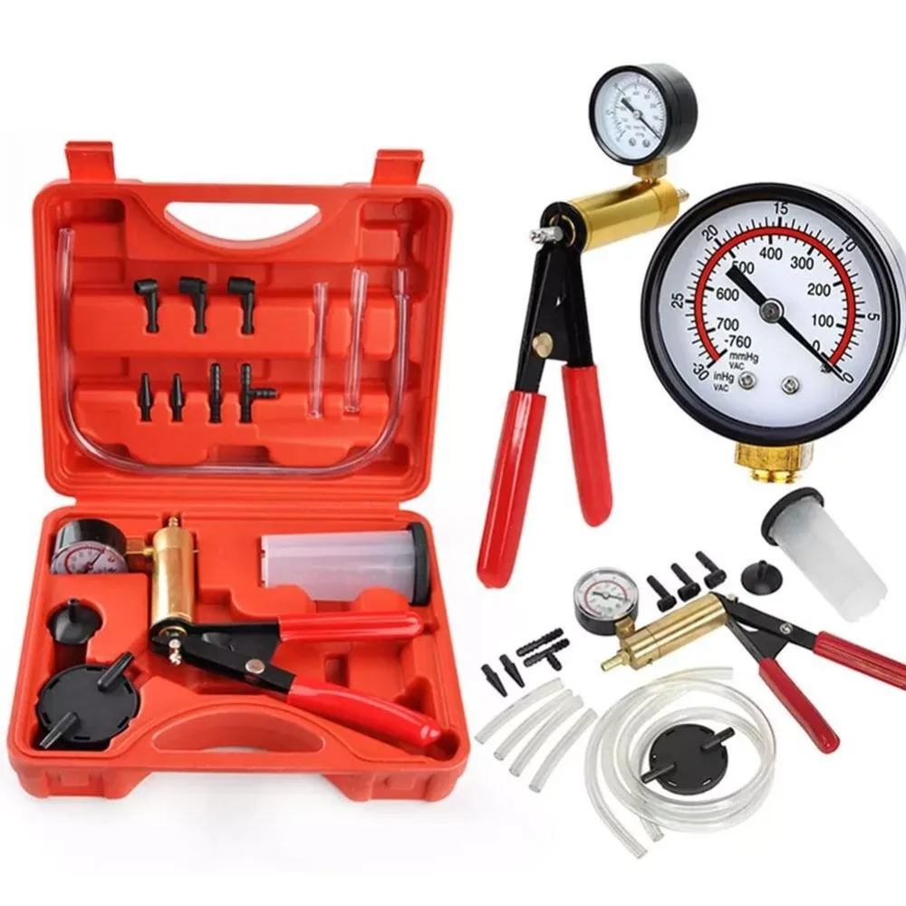 Portable 2-in-1 Brake Bleeder Kit – Durable Aluminum Vacuum & Pressure Pump Tester with Gauge, Manual Vacuum Pistol for Automotive Service 2
