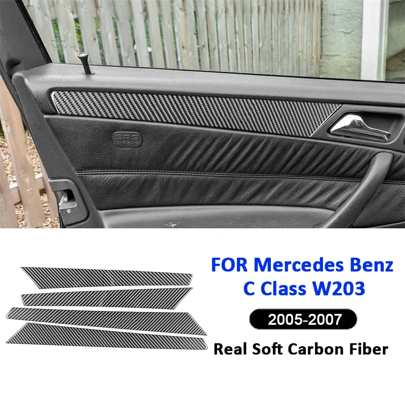 

Carbon Fiber Car Door Anti kick Panel Anti Dirty Pad Protect Cover Decoration Sticker For Mercedes Benz C Class W203 2005-2007