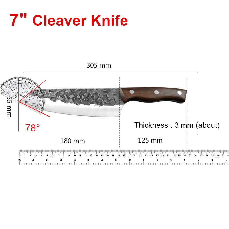 Meat Cleaver Butcher Kitchen Knife Stainless Steel Meat Chopping Chef Fish Vegetables Slicing Butcher Knife With Sheath