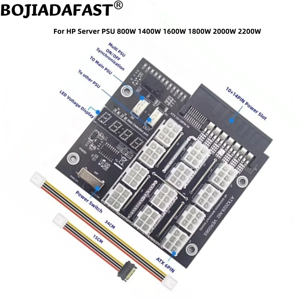 12 * 12V PCI-E 6Pin Breakout Board Synchronization On/off For HP 500W 800W 1400W 1600W 1800W 2200W Server Power Supply