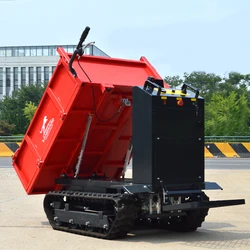 Europe Agricultural Full Hydraulic Crawler Electric Transporter 48V Battery Mini Dump Truck Skid Steer Loader Trolley Customized