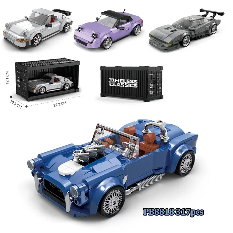 

Assembled Racing Sports Car MOC Building Block Set with Display Box Creative Vehicle DIY Collection Toys Model Bricks Kids Gifts