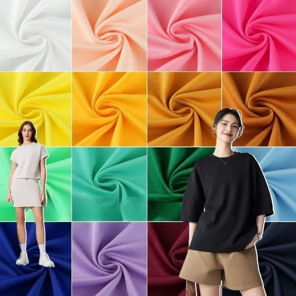 Lightweight Air Layer Knit Fabric Double Sided Stretch Jersey for Hoodies Sweatshirts Track Pants Solid Soft Breathable Cloth