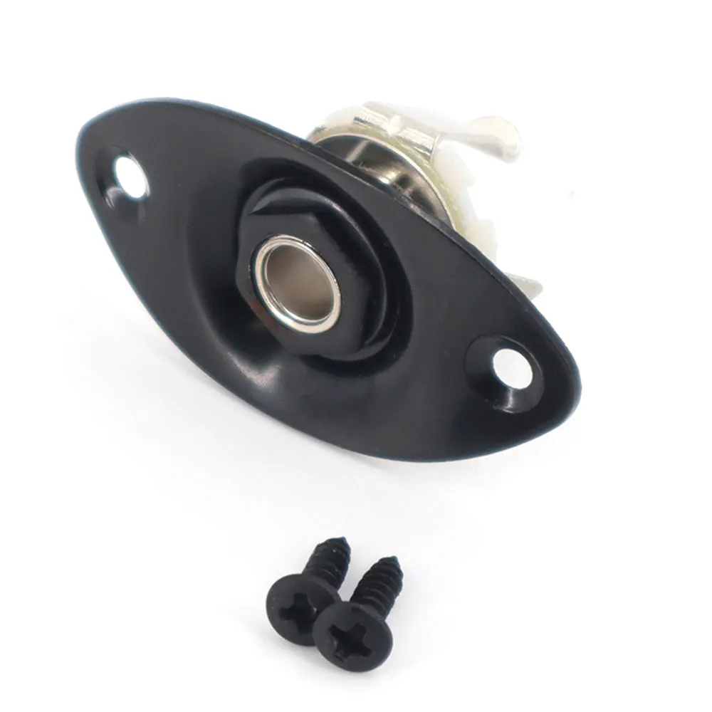 1PCS Oval Guitar Output Jack Socket 1/4'' 6.35mm Mono Jack for Electric Guitar, Chrome/Black